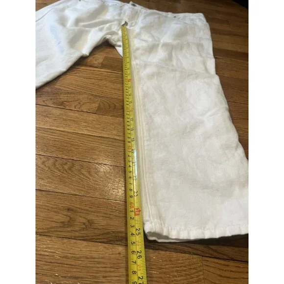 NWT NILI LOTAN Bias Linen/Cotton Pants in White Size 10 3NL135 MSRP $375